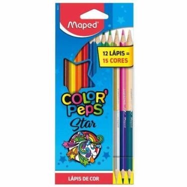 Imagem de Lápis de Cor Colorpeps Star 12 cores + 3 Lapis Bicolor - Maped - Tris