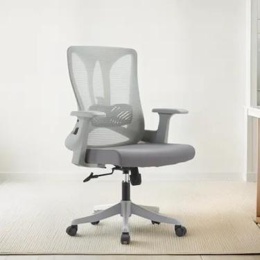 Imagem de Cadeira de Escritório Diretor, BlumeOffice BLM768 D, Tela de Poliéster, Encosto Alto, Apoio Lombar, Base Giratória, Cinza (Cinza/Cinza)