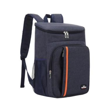 Imagem de Mochila Térmica 23L, Impermeável, Isolamento Térmico, Alças Reforçadas, 42x29x19cm, 530g, Preta com Detalhe Laranja (Azul)
