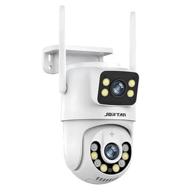 Imagem de Câmera IP WiFi Externa 3MP 2 Lentes, Visão Noturna Colorida 20m, Ângulo Duplo de 180°, IP66 à Prova d'Água, Áudio Bidirecional, Compatível com Alexa/Google Home, Sem Taxas Ocultas