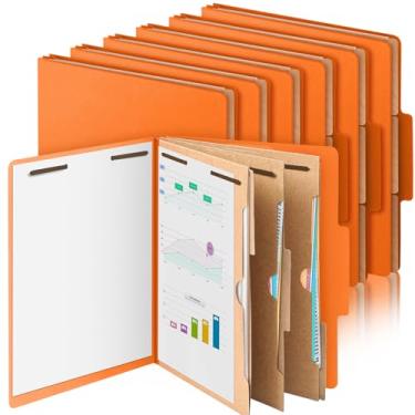 Imagem de Skyygemm 12 pastas de classificação de quadro de pressão com 3 divisórias de bolso expansões de 5 cm para serviço pesado, 2 pinos, fixador, pasta de arquivos de funcionários para arquivo médico padrão