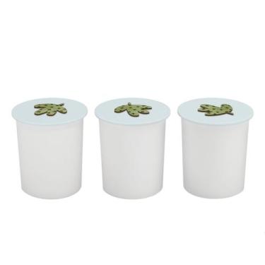 Imagem de Trio de Potes Kit Higiene Bebê Quarto Lavável Safari Zoo - Neném na Nu