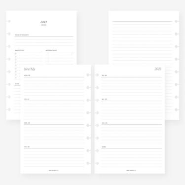 Imagem de MAY PAPER CO. 2025/2026 Meia carta 2025 Semana em duas páginas agenda agenda agenda refil para caderno de 8 discos Levenger Circa Junior, Arc by Staples, TUL Junior 14 x 21 (forrado horizontal)