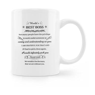 Imagem de uinwk Caneca Best Boss, xícara de café de cerâmica, presentes de humor de escritório, presentes de agradecimento do líder chefe para homens e mulheres, caneca de chá de café de cerâmica 325 ml