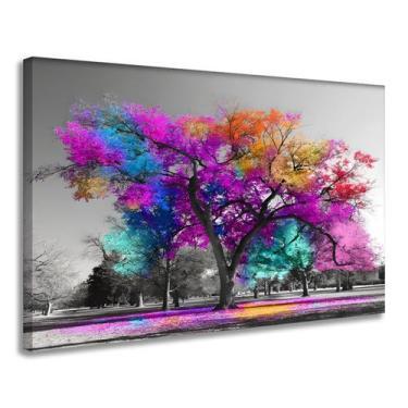 Imagem de Quadro Decorativo Árvore Vida Colorida Sala Quarto Escritório Tela Gra