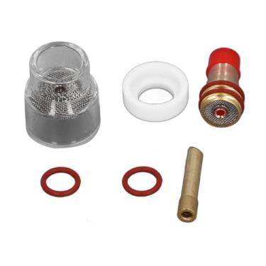 Imagem de Tig Soldagem Torch Copo de Vidro, 6 PCs Kit de Soldagem Tig Custe de Copo de Vidro, Abertura Interna de 2,4 Mm, Alta Estabilidade para Tig 17 18 26 Tocha de Soldagem, Ferramentas