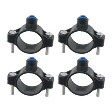 Imagem de WELWIK 4 peças de válvulas de drenagem de plástico preto POM purificador RO máquina conector dispensador de água potável direto grampos de reparo de tubos adequados para sistemas de osmose reversa sob