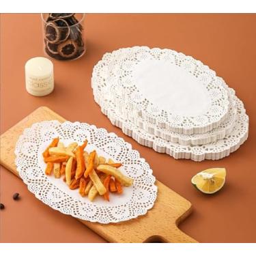 Imagem de Doilies de papel de renda branca para decoração de casamento, dia dos namorados, pacote com 100 (oval 19 x 25 cm)