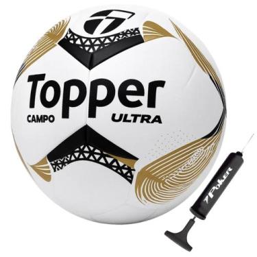 Imagem de Bola Futebol de Campo Topper Ultra Colagem Dupla + Bomba, Preto, Doura