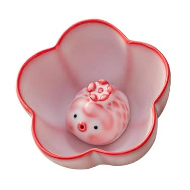 Imagem de SiaBiced Xícara de chá de cerâmica com bichinho de chá elegante miniatura figura peixe bolha xícara de, Flor