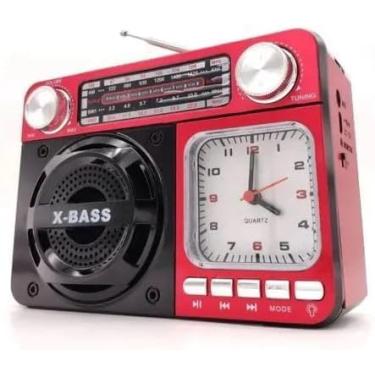 Imagem de Rádio AM FM Retrô Vintage Portátil, Bluetooth, USB, Entrada Aux e SD, Bateria Recarregável, Bivolt 110v/220v, Caixa de Som Antiga Potente com Lanterna Clássico Uso Interno e Externo 135 (Vermelho)