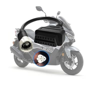 Imagem de AMHTDOL Adaptador OBD2 para cabo de diagnóstico Yamaha de 3 pinos para 16 pinos, conector OBD adequado para motocicleta Yamaha YZF R125/MT125/NMAX 125/XMAX 300, funciona com ELM327 e muitas