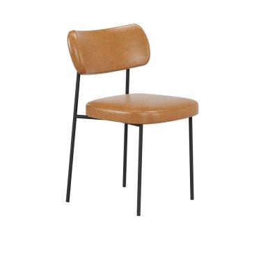 Imagem de Cadeira Estofada Camila Para Sala Jantar Gourmet em Aço-Couríssimo-Whisky-EdeCasaMoveis
