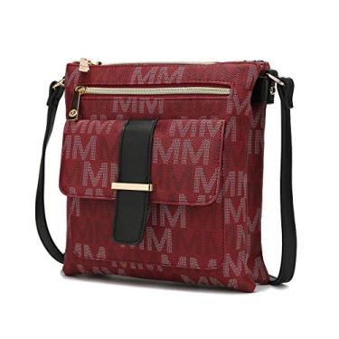 Imagem de Bolsa transversal MKF para mulheres – Bolso de couro PU Bolso Bolsa de mão Triplo Compartimento Bolsa carteiro – Alça de ombro, Burgundy, Medium