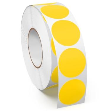 Imagem de Rolo de adesivos redondos de 2,5 cm com bolinhas amarelas 1000 peças de vinil autoadesivo com codificação de cores, à prova d'água, para jarra, garagem, venda, negócios, sala de aula, escritório, casa