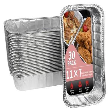 Imagem de Rixordd Pacote com 30 forros de copo de graxa 29 x 18 x 6 cm, forros de bandeja de gotejamento de folha de alumínio resistente para churrasqueira e defumador