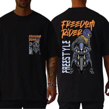 Imagem de Camiseta Masculina Oversized Unissex Camisa Gola Alta Algodão 30.1 Pre