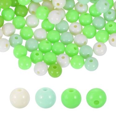 Imagem de HARFINGTON 100 contas redondas de acrílico verde creme, 8 mm de diâmetro, furo de 1,9 mm, bolas lisas de resina plástica, contas soltas para fazer joias, pulseiras, colar, brincos, faça você mesmo