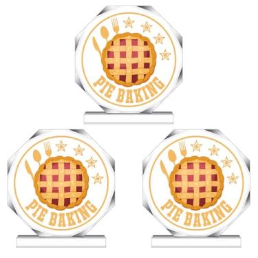 Imagem de DoubleFill 3 Medalhas de Troféu de Culinária de Acrílico para Prêmios Prêmio Troféus de Cozimento com Base 12 cm Presente de Competição para Concurso de Comida Artigos de Festa (Assar Tortas)