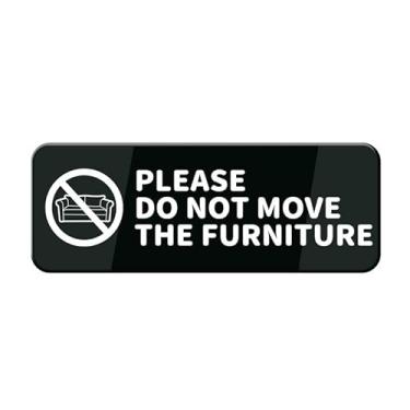 Imagem de Por favor, não mova a placa de móveis para a porta da casa, placa informativa de segurança de plástico fácil de montar com símbolos 25 x 7 cm