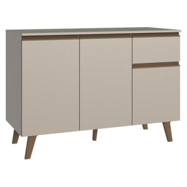 Imagem de Balcão de Cozinha 120 cm 3 Portas 1 Gaveta Com Pés Crema Nice Madesa