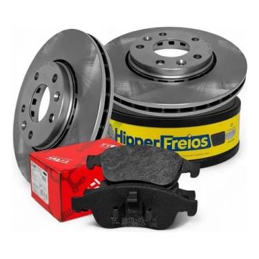 Imagem de Kit Freio Dianteiro Discos HF571 + Pastilhas RCPT13890 Compatível com Duster Oroch Fluence Captur Sandero RS 1.6 2.0 2011 a 2025