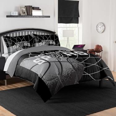 Imagem de NORTHWEST Conjunto de edredom San Antonio Spurs oficialmente licenciado pela NBA – Casal/Queen e Twin/Twin GG – Roupa de cama macia com logotipo do time e fronhas – Conjunto de quarto de fã de