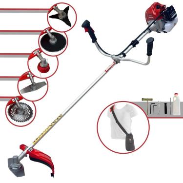 Imagem de Máquina de Cortar Grama Kawashima BCJ620-L À Gasolina 2T 62cc 3HP 10.000rpm Roçadeira Profissional Completa Multifuncional Com 5 Opções de Cortes