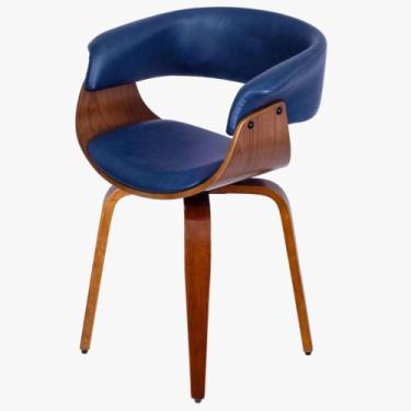 Imagem de Cadeira Giratória com Braço Elba Nicole Betina Or Design PU Azul Estru