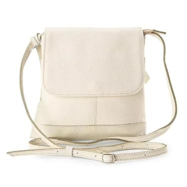 Imagem de Bolsa de Couro Legítimo Transversal Tiracolo Modelo Jô Tiracolo Feminina com Alças Ajustáveis (Branco)