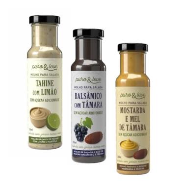 Imagem de KIT 3 MOLHOS DE SALADA SAUDÁVEIS PURO & LEVE - MOSTARDA E MEL, BALSÂMICO E TAHINE
