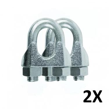 Imagem de Kit 2 Clips Grampado Para Cabo De Aço 10Mm 3/8``