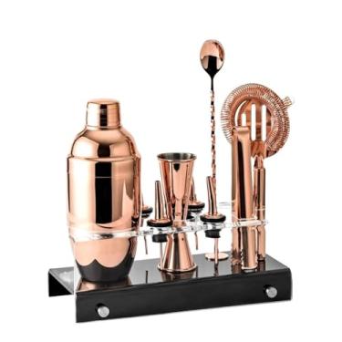 Imagem de Kit de bartender, conjunto de coqueteleira de 10 peças, coqueteleira de aço inoxidável com suporte de acrílico, kit de barman, conjunto de ferramentas de bar para bar em casa, kit de bartender