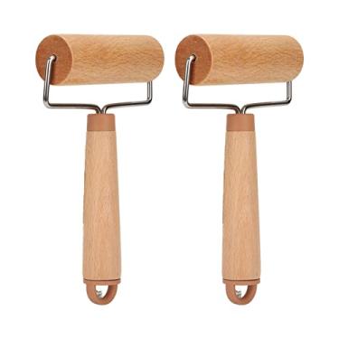 Imagem de Rolo De Massa De Madeira Pequeno Rolo De Rolamento 360 Graus De Rotação Punho Ergonômico Fácil de Limpar para Pizza Bolo Pão Pastries 2Pcs Madeira De Faia