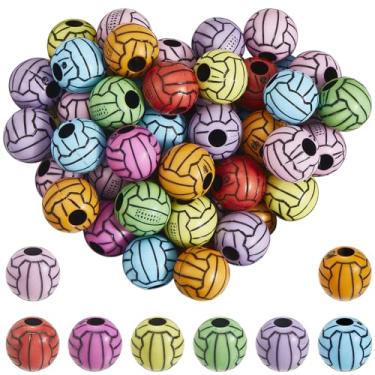 Imagem de SOFPLATE 200 peças de contas de vôlei, pingentes de bola esportiva, 11 x 10 mm, espaçadores soltos de acrílico de cores mistas para pulseiras, colar, chaveiros, brincos, acessórios para fabricação de