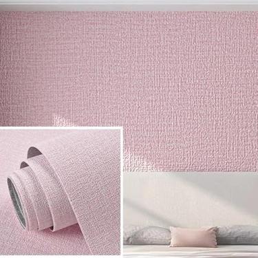 Imagem de Papel De Parede Alto Relevo Linho, Papel de Parede Texturizado Adesivo Lavável, Efeito Tecido Linho (Rosa, 50cmX10m)