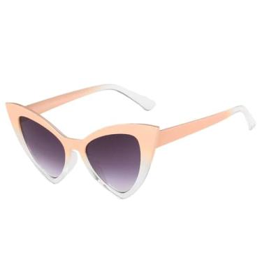 Imagem de Óculos de sol vintage estilo gatinho para mulheres, armação pequena, retrô, proteção Óculos de sol fashion UV400 (rosa transparente)