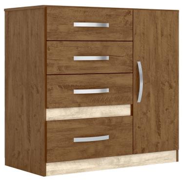 Imagem de Cômoda Vênus Moval Móveis MDP com 1 Porta e 4 Gavetas - Castanh / Avelã