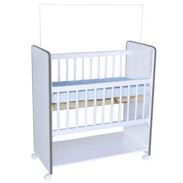 Imagem de Mini Berço New Baby Com Colchão e Grade Móvel - Bebe Completo, Cinza