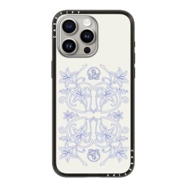Imagem de CASETiFY Capa compacta para iPhone 15 Pro Max [fina e elegante/compatível com Magsafe/1,2 m. 2X proteção contra quedas de grau militar] - Porcelana de jardim de luxo - preto transparente