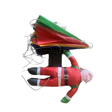 Imagem de IEUDNS Luzes de Natal de paraquedas, luz de Natal leve, movida a energia solar, pendurada para quintal, ambiente interno e externo, presente de decoração de, Colorida