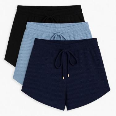 Imagem de kit 3 Shorts Canelado Confortavel Plus Size Bermudinha Moda Praia G1 a