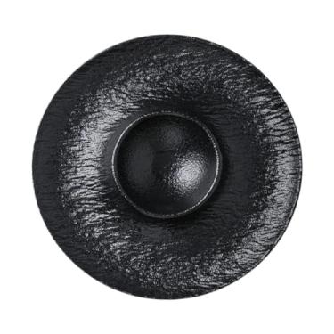 Imagem de Generic Prato de cerâmica com divisórias para lanches e compartimento para molho, prato reutilizável para bolinhos de massa, travessa para sushi, charcutaria, Preto