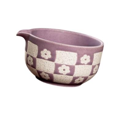 Imagem de ＫＬＫＣＭＳ Tigela de Matcha com bico, presente para casa e escritório para amigos/familiares, tigela de chá tradicional Chawan, Roxo