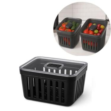 Imagem de Kit 4 Organizador De Geladeira 3.8 Litros Cesto Com Tampa Multiuso Alimentos Verduras E Vegetais(1 Organizador 3,8L Fume)
