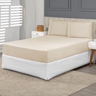 Imagem de Lençol Avulso Cama Viúva (1,88mx1,08mx25cm) Micro Percal 400 Fios Palha