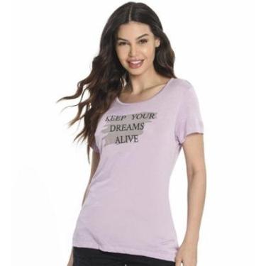 Imagem de T-Shirt Camiseta Feminina Leve Elástica Estampada Roxa-Feminino