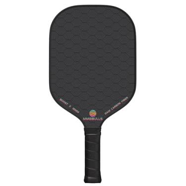 Imagem de Raquete Pickleball, acabamento fosco de fibra de carbono bruto, grão alto, núcleo de favo de mel de polipropileno de 16 mm, aderência estilo tênis, projetada para controle de rotação e consistência