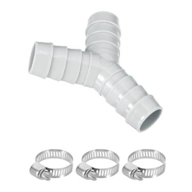 Imagem de PATIKIL Divisor de mangueira para máquina de lavar roupa, redutor tipo Y, adaptador de mangueira de drenagem de máquina de lavar louça, conector de tubo dividido de três vias com 3 braçadeiras para