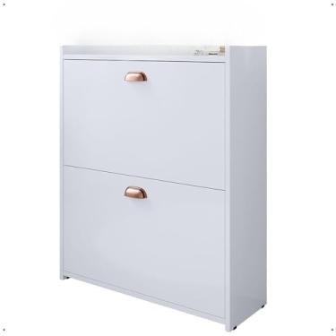 Imagem de Sapateira Vertical Com 2 Portas Basculantes - Organizador Para 12 Pares De CalçAdos, Multiuso Para Hall De Entrada, Quarto E Closet - Sapateira Fechada Moderna(Branco)